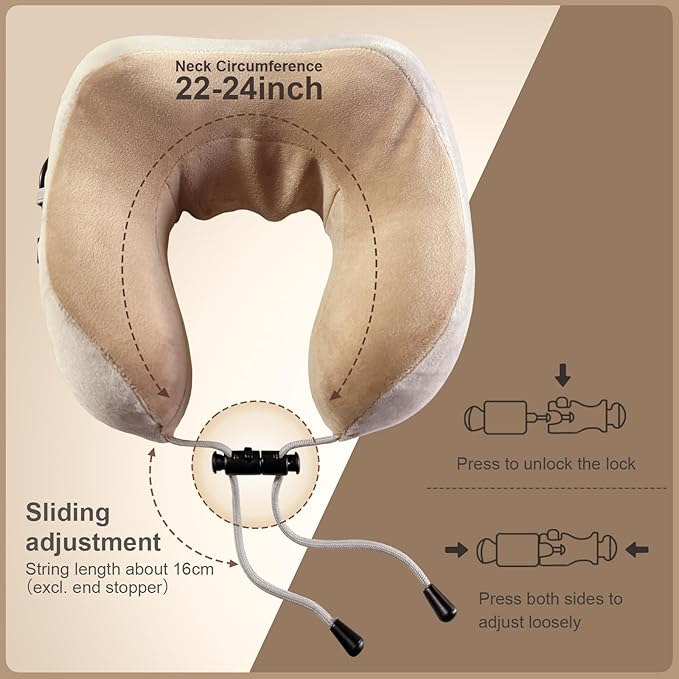 Electric Neck Massager,Portable Heated Kneading Massage Cushion Pillow,Rechargeable Shoulder Neck U-Shaped Massage Shiatsu,for Pain Relief at Home,Car,Office,Travel