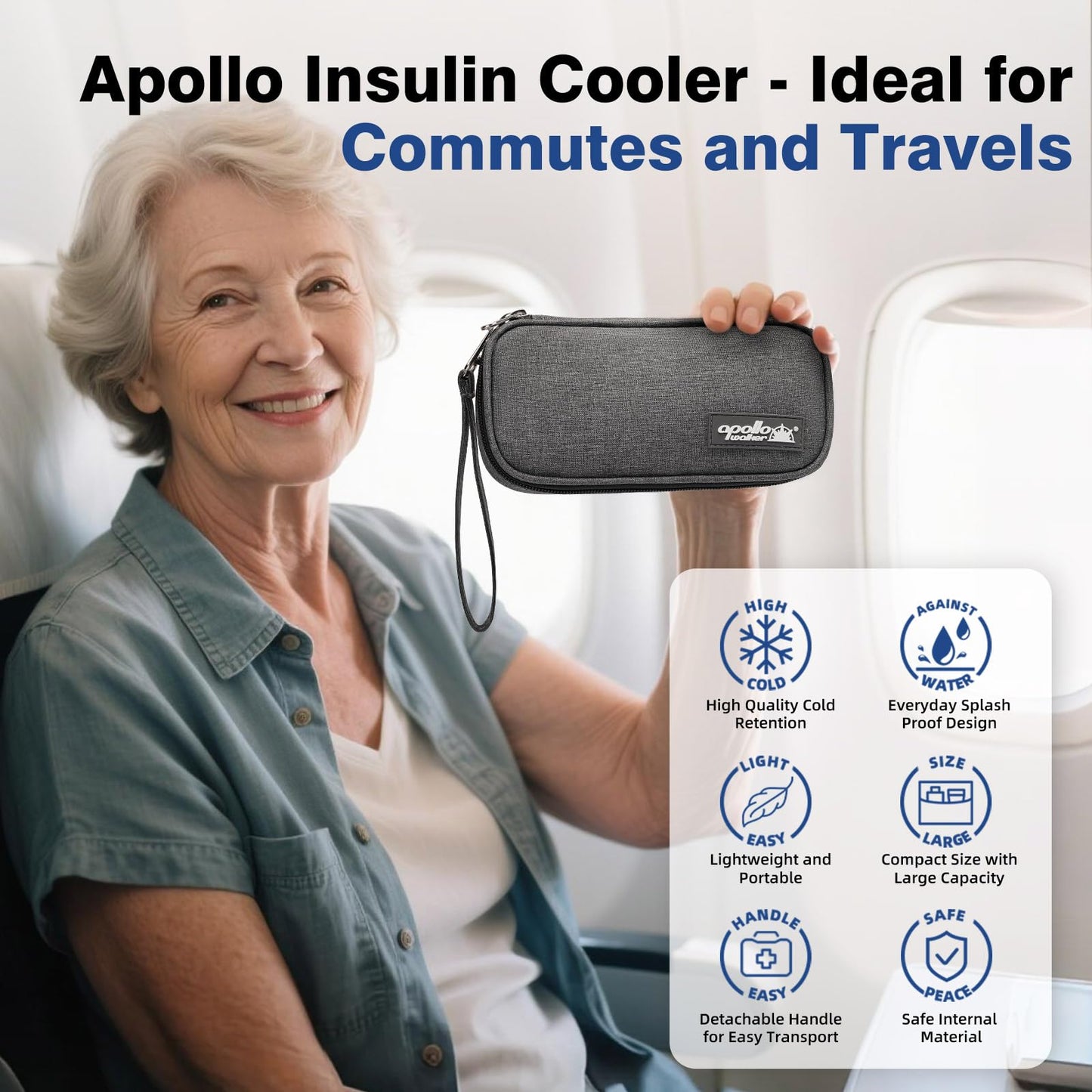 apollo walker Insulin Cooler Travel Case Diabetic Medication Cooler with Ice Packs and Insulation Liner insulin cooler travel case tsa approved