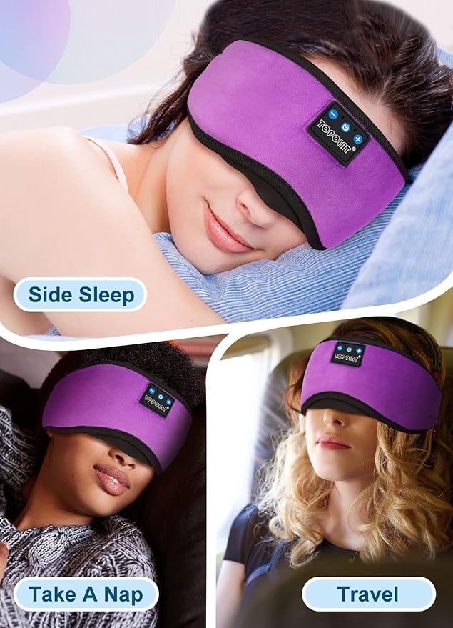 TOPOINT Sleep Mask with Headphones Bluetooth 5.4 Wireless, Sleep Headphone with Microphone Built-in HD Speakers Music, Eye Mask for Sleeping Men Women Travel Meditation Girl Cool Gadgets