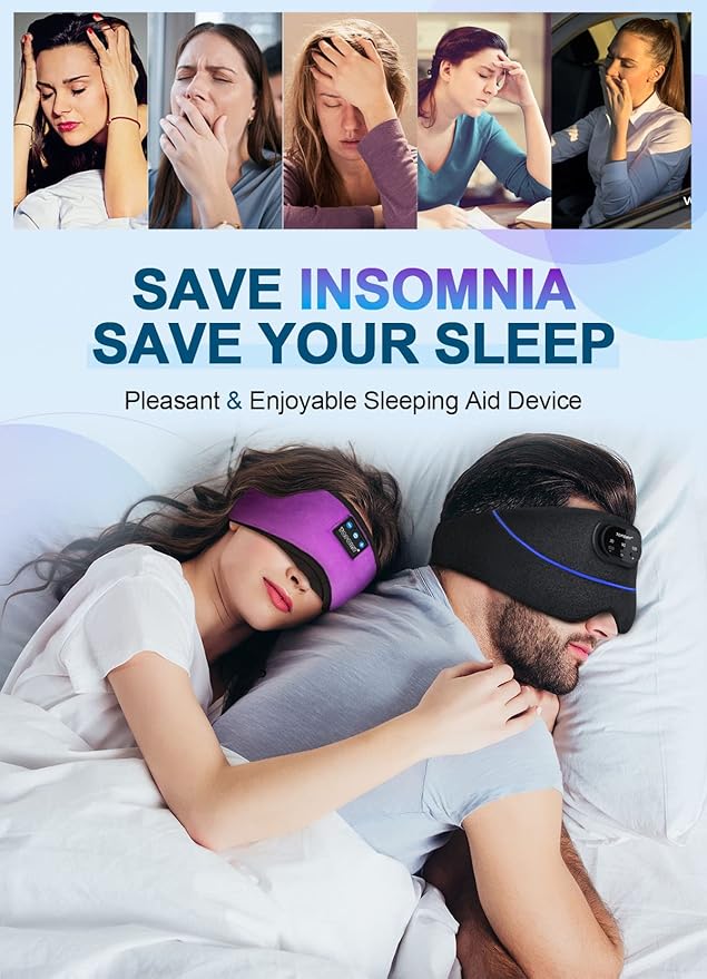 TOPOINT Sleep Mask with Headphones Bluetooth 5.4 Wireless, Sleep Headphone with Microphone Built-in HD Speakers Music, Eye Mask for Sleeping Men Women Travel Meditation Girl Cool Gadgets