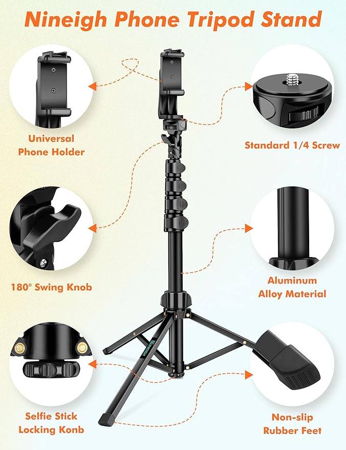 71" Tripod for iPhone, Phone Tripod Selfie Stick with Remote, Cell Phone Tripods & Tall Travel Tripods for Recording Video Selfies Photo, Compatible with iPhone 17 16 15 14 Pro Max 13 Android