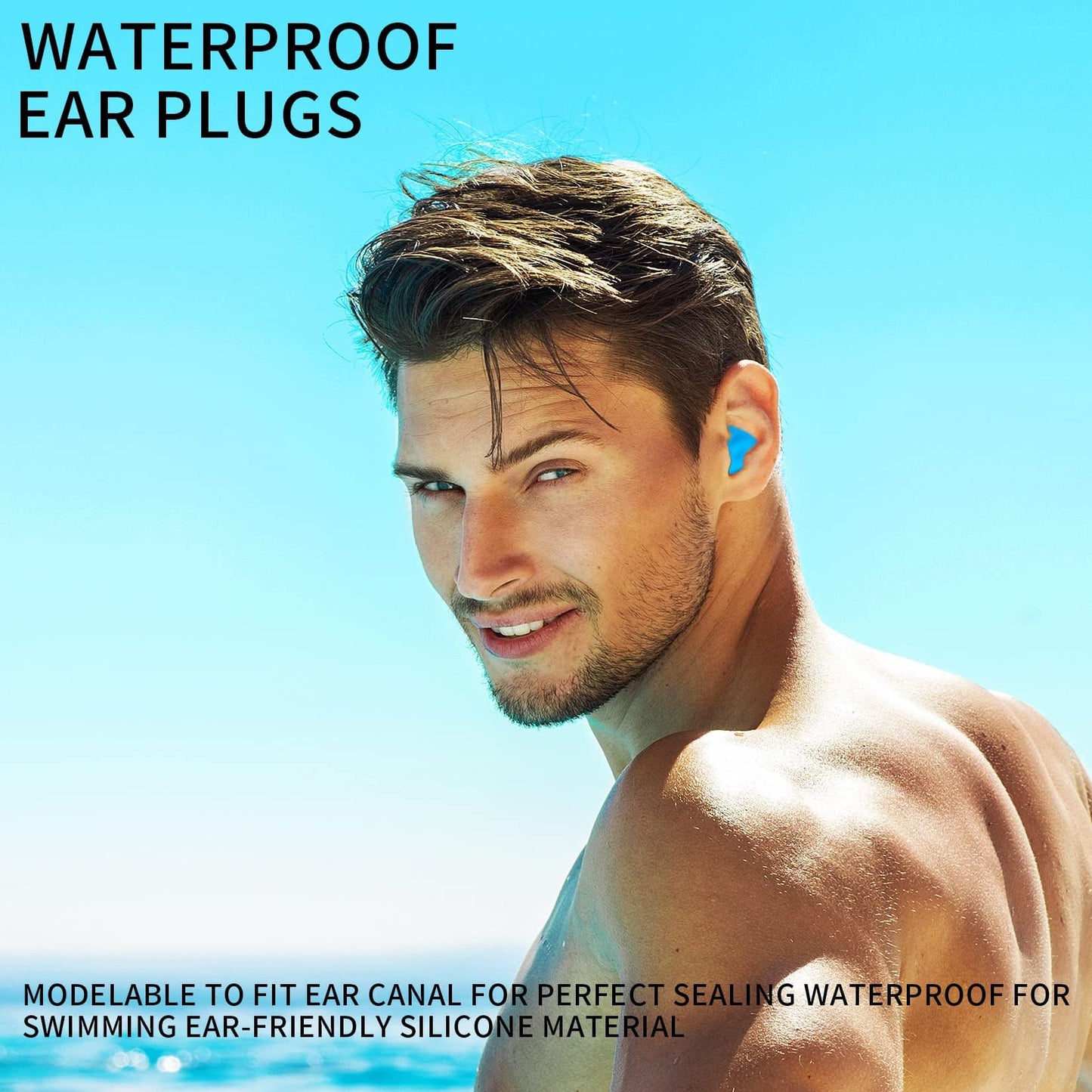 24 Pcs Silicone Ear Plugs for Sleeping, Soft Silicone Earplugs for Sleep, Noise Cancelling Reduction Earplugs for Swimming, Travel, Snoring, Concerts, Airplane, Motorcycle, Musicians, Blue/Clear