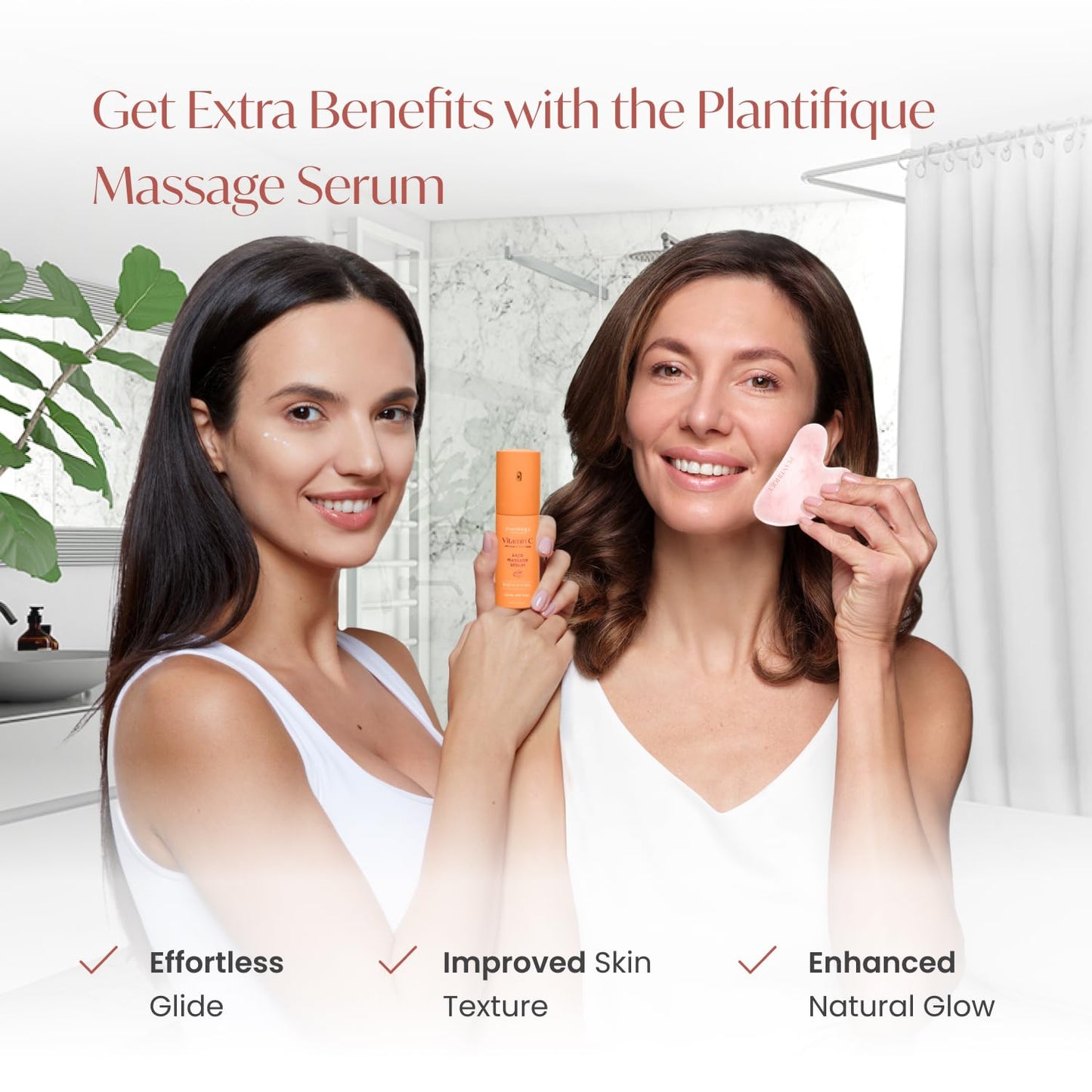 PLANTIFIQUE Rose Quartz Gua Sha Tool – Anti-Aging Face Massager & Jawline Shaper for Skincare Routine – Facial Massage & Skin Care Gift