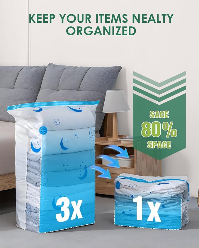 Vacuum Storage Bags with Electric Pump, 10 Pack Vacuum Sealed Bag with 1500mAh Rechargeable Battery for Clothes, Blanket, Duvets, Pillows, Comforters, Travel