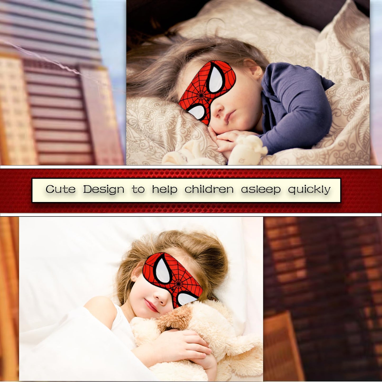 Cute Silk Sleep Mask, 2PACK Kids Eye Mask with Lightweight Adjustable Strap for Sleeping Boys Girls Women Men Travel Party Supplies