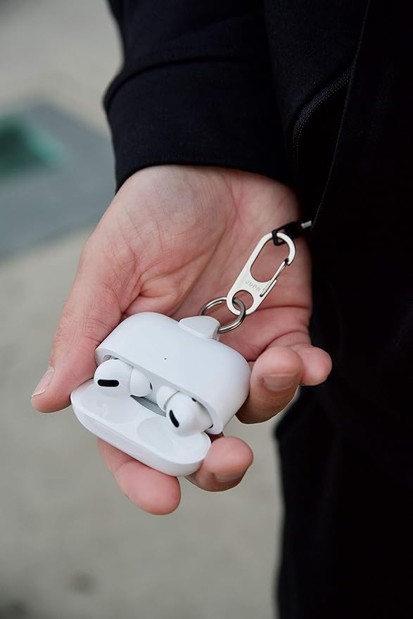 JURA Anchor for All Apple AirPods - Silver Carabiner - Lunar Gray Anchor - Lightning & USB-C Port