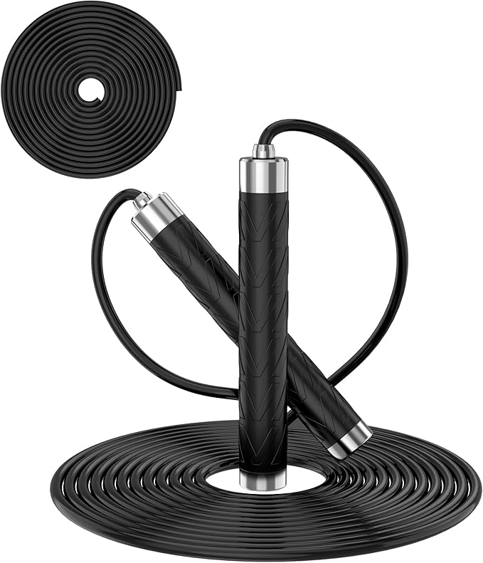 Jump Rope for Fitness, AUMCDIK Speed Skipping Rope for Women Men, Adjustable Jumping Rope with Alloy & Silicone Handle for Workout Boxing Aerobic Exercise