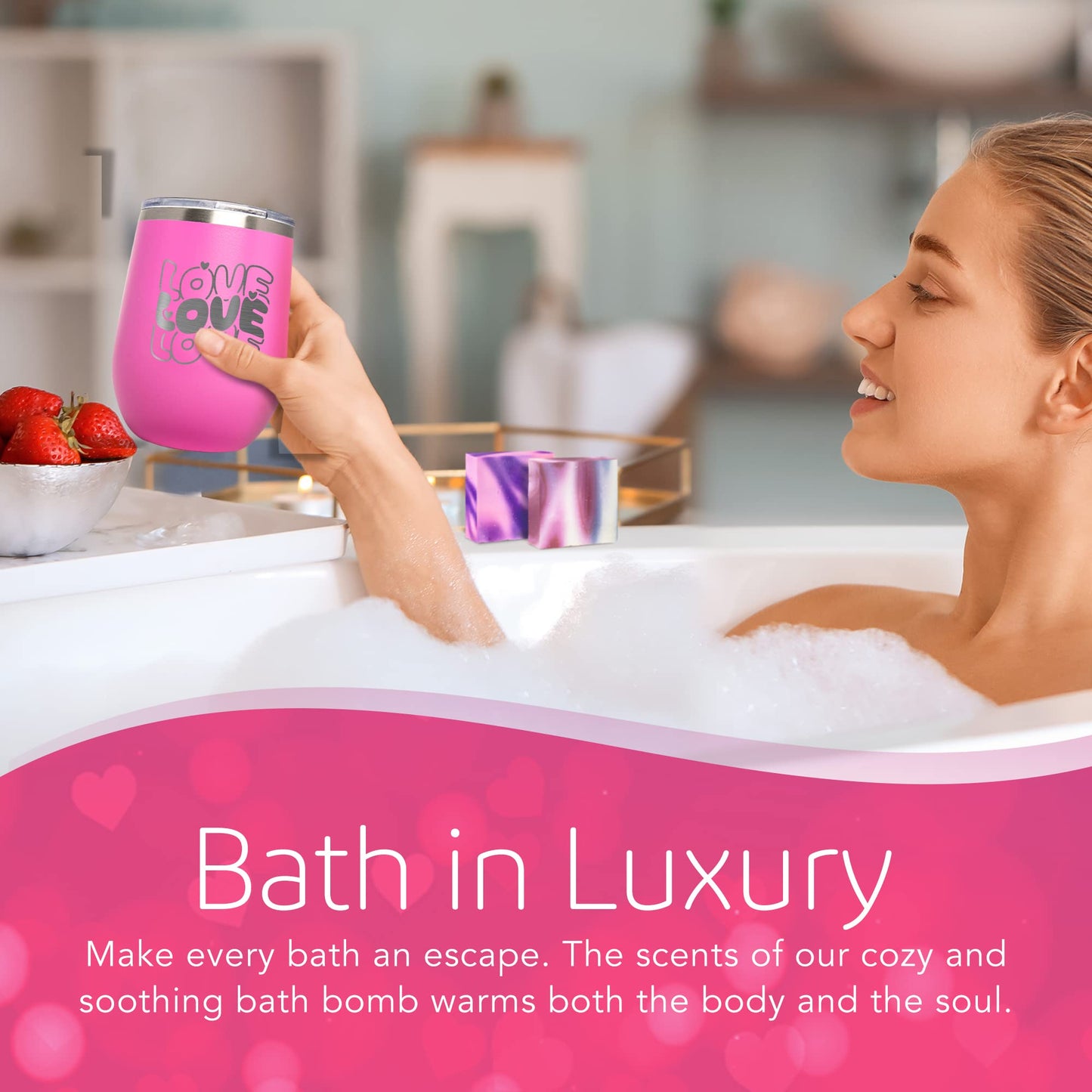 Love Spa Gift Basket for Women - Self Care Basket, Relaxation, Pampering Gift for Girlfriend, Wife, Mom, Sister, Friends - Birthday Bundles, Mothers Day, Anniversary, Valentines Day Gift Set for Her