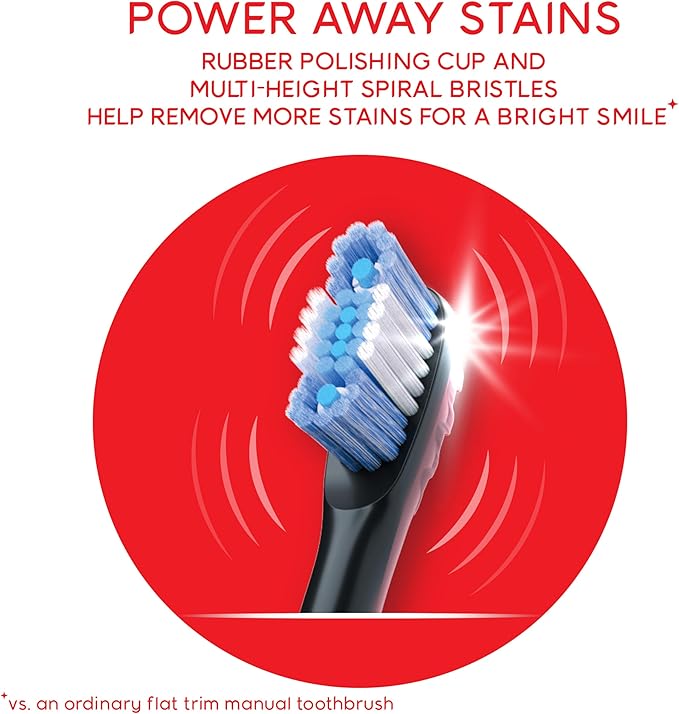 Colgate Optic White Pro-Series Whitening Battery Operated Toothbrush with Timer, Soft, Black