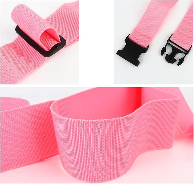 4Pcs Luggage Straps for Suitcase Travel Accessories TSA Approved, 80In Long Belts to Keep Your Suitcase Secure, Adjustable Bag Straps with Quick-Release Buckle for Travel Bag Closure, Pink
