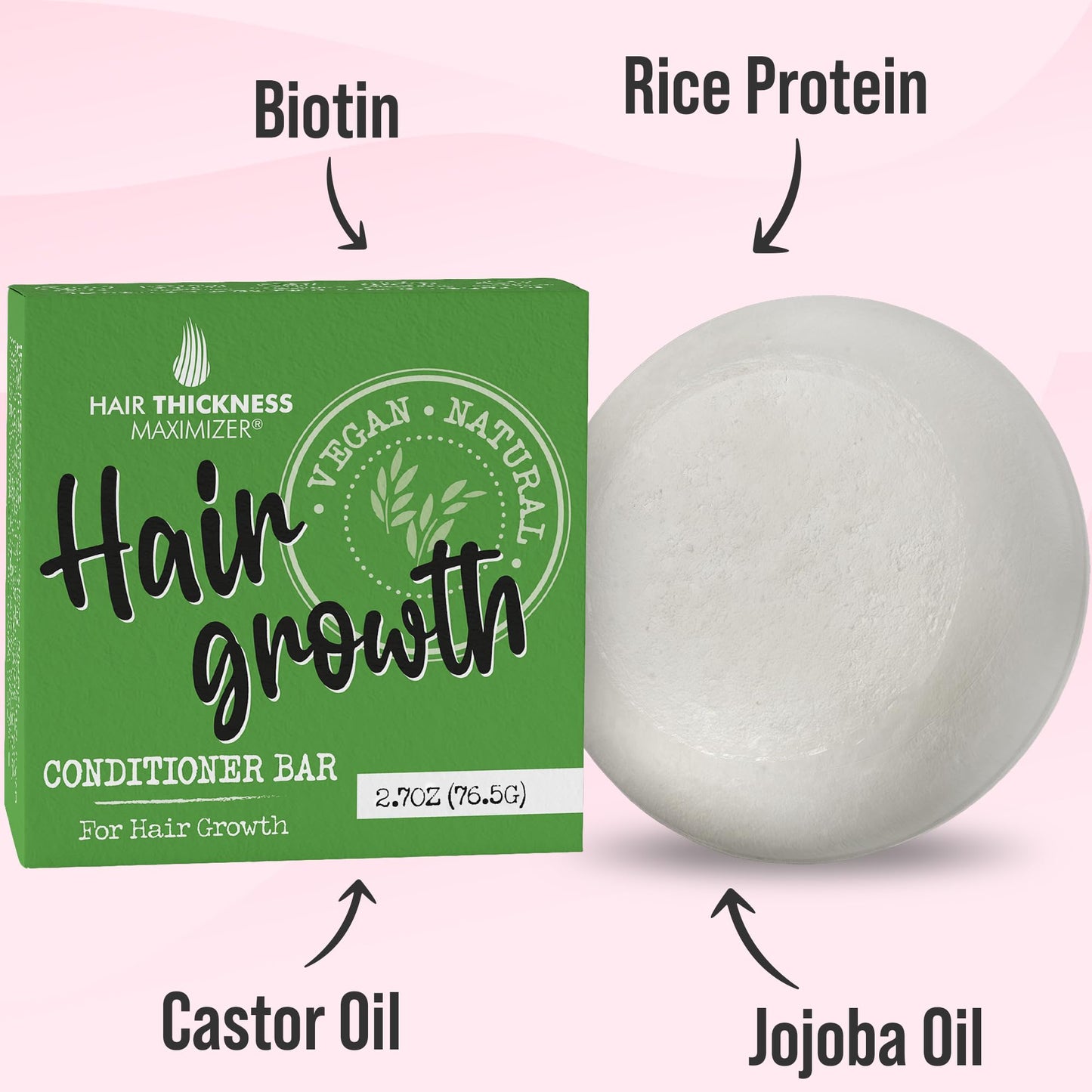 Conditioner Bar for Hair Growth. Eco Friendly, Vegan, Color Safe, pH Balanced. Solid Conditioner Bar Equal To 3 Liquid Bottles. Zero Plastic, USA Made, Strengthening & Dry Hair Relief