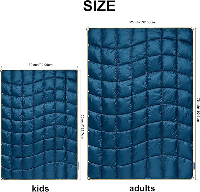 Camping Blanket, Packable Puffy Blanket Down Alternative Blanket Lightweight Windproof Resistant for Outdoors,Hiking, Backpacking,Beach,Car,Picnic,Stadium 52x75in