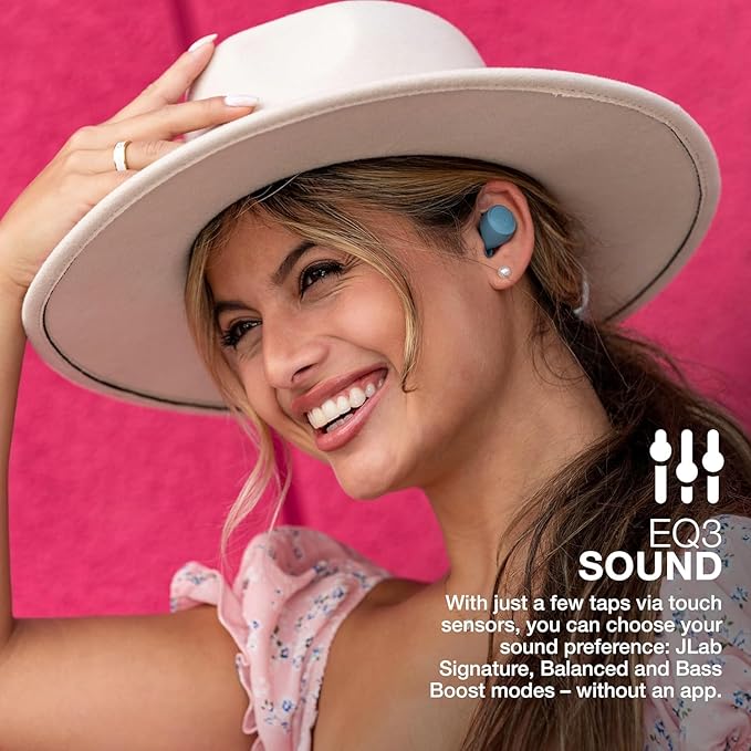 JLab Go Air Pop+ True Wireless Earbuds, in Ear Headphones, Bluetooth Earphones, 35H Playtime Ear Buds, Bluetooth Earbuds with Microphone, USB-C Charging Case, Dual Connect, EQ3 Sound, Slate