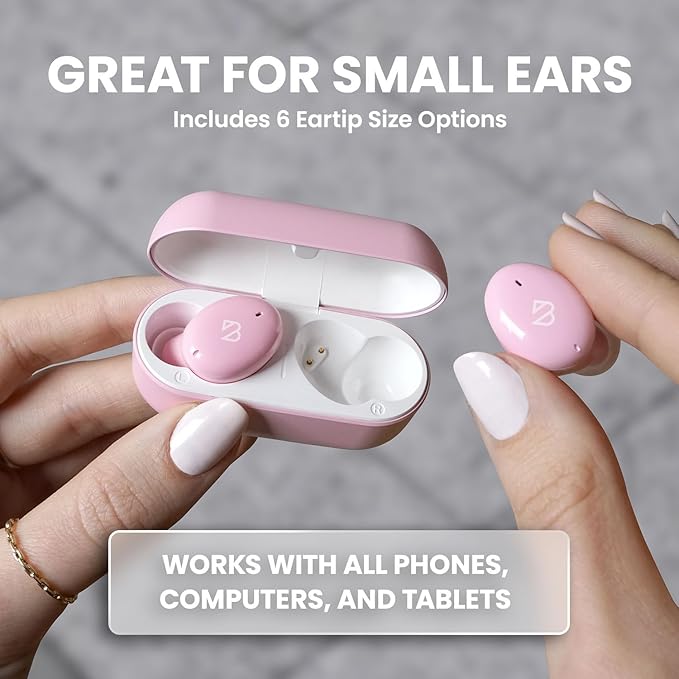 Back Bay Audio Tempo 30 Wireless Earbuds for Small Ears - Award-Winning Sound, Sweatproof Bluetooth Earbuds, Comfortable Ear Buds for Women, Pink Earphones Small Ear Canals, Long Battery Headphones