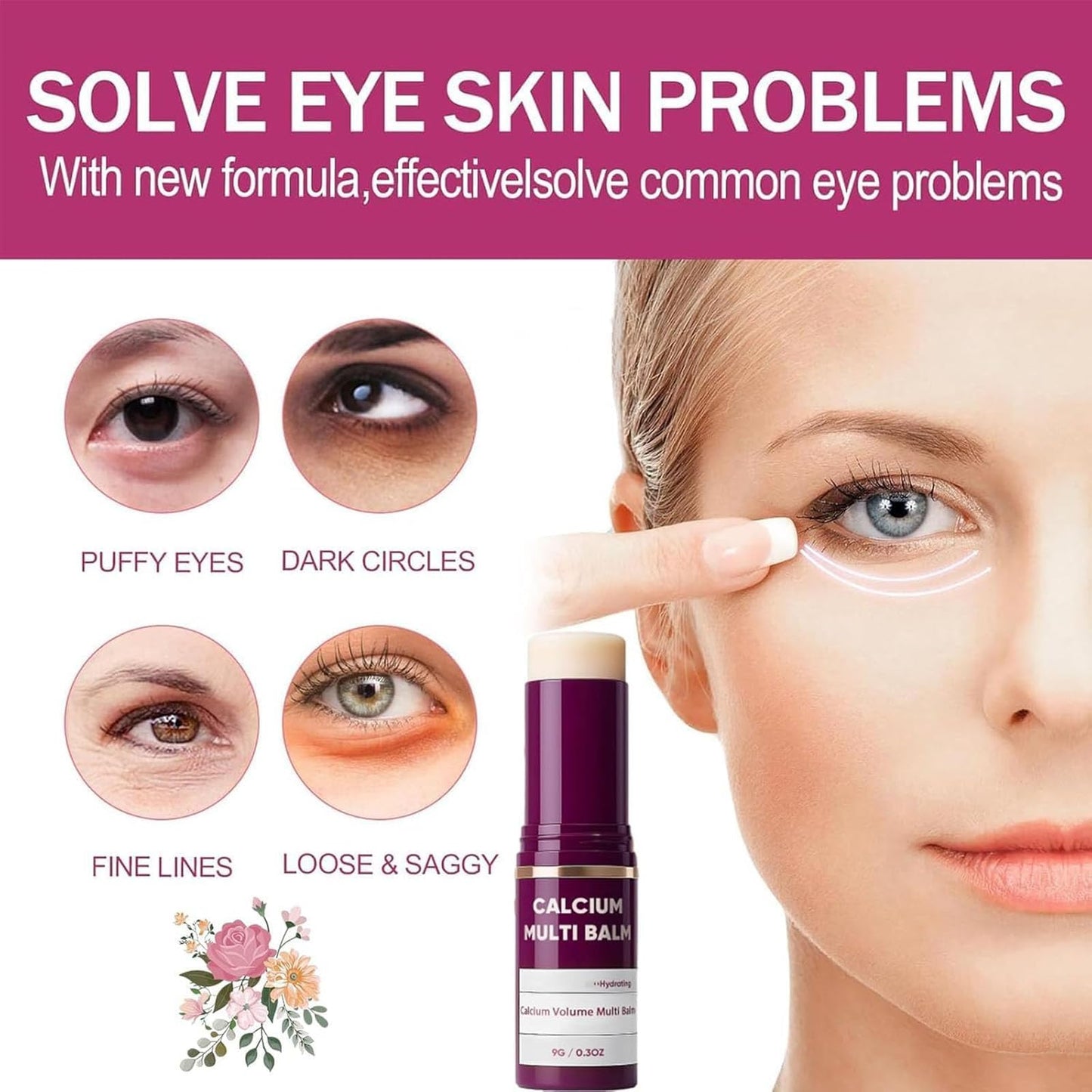 Calcium Multi Balm, 2 Pcs Calcium Volume Multi Balm, Korean Collagen Moisturing Stick, Anti Wrinkle Calciums Balms, Anti-aging, Hydrating, Almond & Vitamin E for Lip Eye Cream Neck