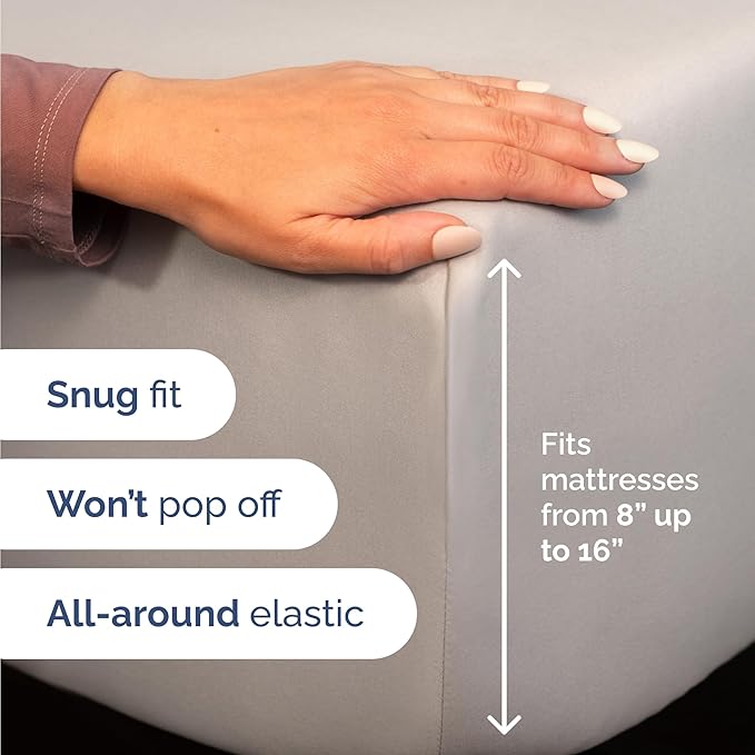 Bulk Case Pack of 16 Sheet Sets - (16) Complete Sheet Sets - Bulk Twin Bedding - Wholesale Case Pack for Hotels, Spa & Airbnbs - Deep Pocket & Wrinkle Free - Cooling & Breathable - Twin, Light Grey