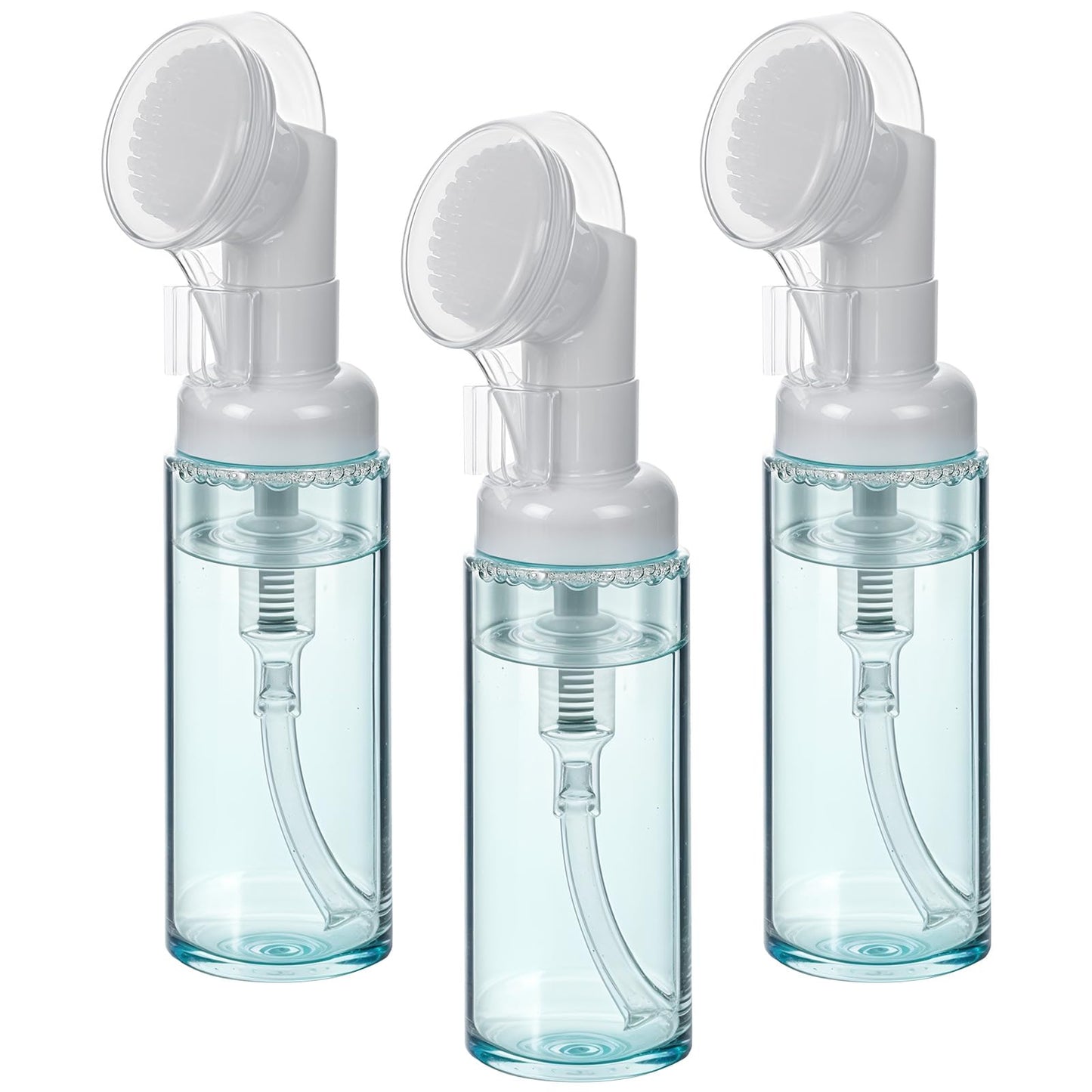 3Pcs 2oz Empty Facial Cleanser Foaming Bottle Mousse Foam Gel Head Wash Brush Foam Bottle Pressure Type Cleansing Milk Beater Mini Foaming Soap Pump Dispenser for Travel Hand Soap Lash Clean Shampoo