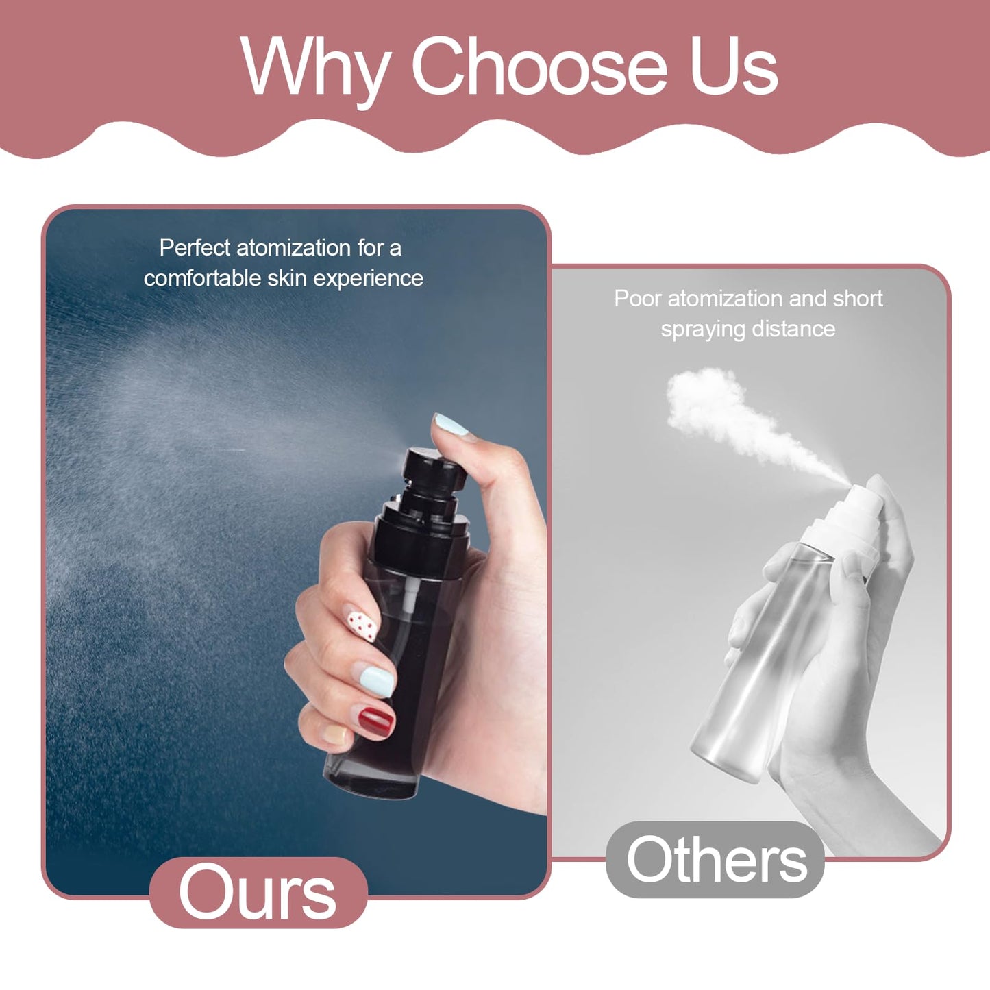 QIYUDA 6 Pack 1oz Mini Spray Bottle, 30ML Plastic Empty Refillable Fine Mist Travel Toners Perfume Face Small Spray Bottles (6 Pcs Black)