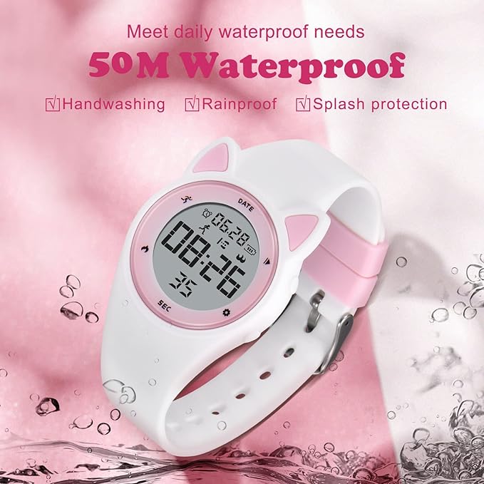 Kids Watches for Girls Boys Digital Sport Watch with Step Counter Pedometer Vibration Alarm Clock, No App Waterproof Fitness Tracker Kids Watch Boys Girls Teens Students Ages 5-16