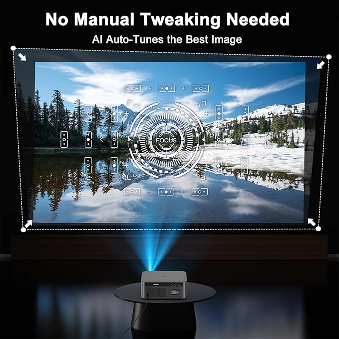 2500 ANSI Lumen Official Netflix Licensed 4K UHD Smart Projector, HAPPRUN Home Theater with Dolby Audio, Wi-Fi 6 & Bluetooth 5.2, Built-in Streaming Apps, Works with Smartphones, Indoor & Outdoor Use