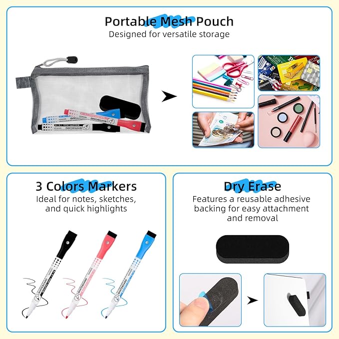 AGM Portable White Board Dry Erase Notebook, 8.4" x 6" Double Sided Folding Whiteboards with 3 Pens, Small Travel Dry Erase Board Skin-Friendly Material for Study, Meeting, Planning, Brown