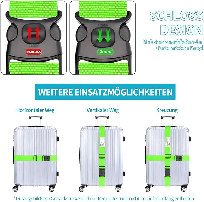 BILIONE Luggage Straps 88 inch Adjustable Suitcase Belt, Lockable Against Accidental Opening, Easy to Identify Travel Accessories, Add a Bag Connector (Lucky Purple, 2)