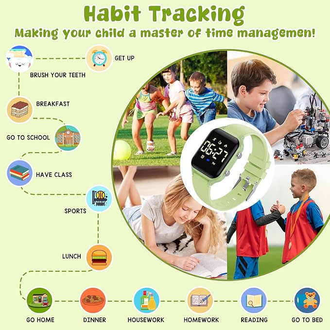 Kids Digital Watches for Boys Girls, Sports Watch with Fitness Tracker, Pedometer, Alarm Clocks, Stopwatch, No App Needed Waterproof Kids Watch, Gift for Teens Student Girls Boys Ages 5-14