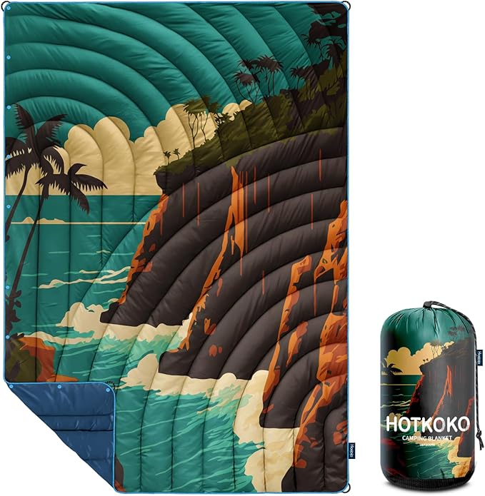 Camping Blanket,Puffy Printed Camp Blankets Lightweight Packable for Outdoor Camping,Traveling, Stadium, Hiking, Picnics