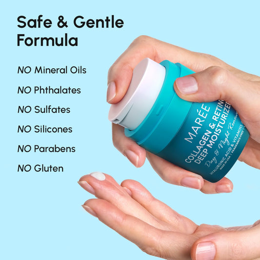 MAREE Face Moisturizer Retinol Cream for Face - Wrinkle Cream for Women - Anti Aging Face Cream - Facial Moisturizer with Collagen - Crema Hidratante Para la Cara for Skin Tightening