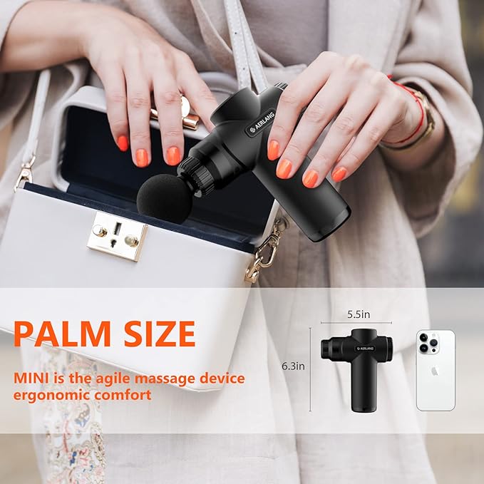 AERLANG Mother Day Mom Gifts Mini Massage Gun,Muscle Deep Tissue Massager Gun, Handheld Percussion Massager, Portable Quiet Massage Gun with Carry Case for Home Office Gym Gifts for Men Dad(Black)