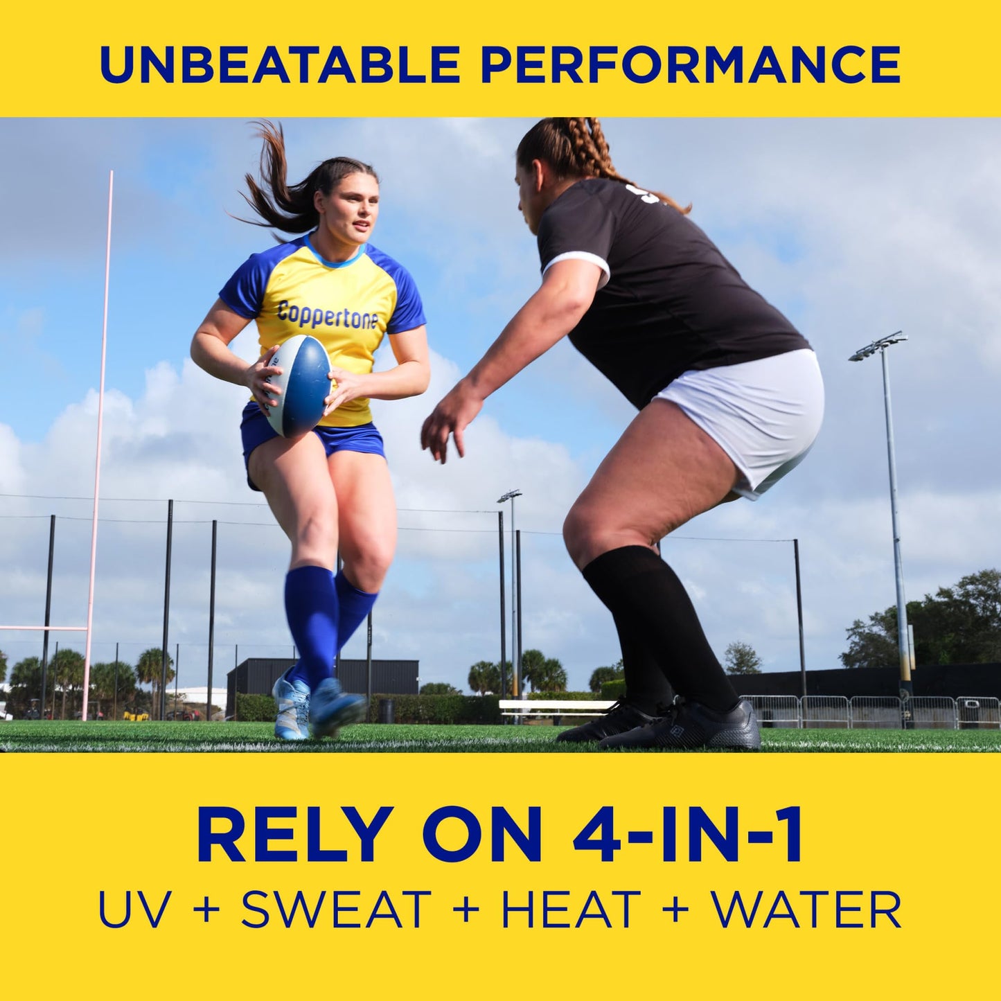 Coppertone Sport Sunscreen Lotion SPF 50, Sweat, Heat and Water Resistant Sunblock, Lightweight, Oxybenzone Free, Travel Size Sunscreen Bulk Pack, 3 Fl Oz Bottle, Pack of 6