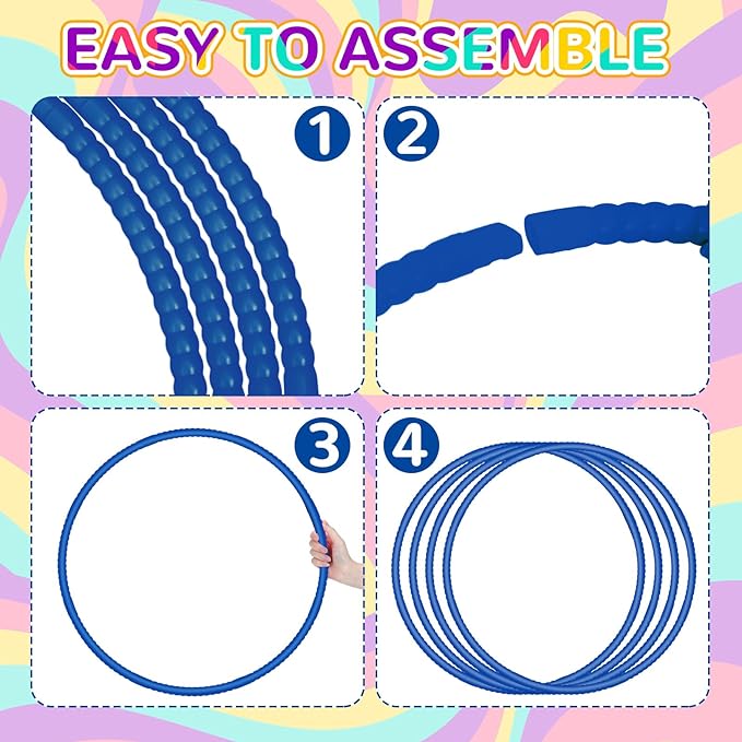2 Pcs Toy Hoop Exercise Hoop Detachable Adjustable Plastic Toy Ring Playground Equipment for School Colored Circles Exercise Ring for Teens Dog Agility Equipment(Royal Blue,20 Inch)
