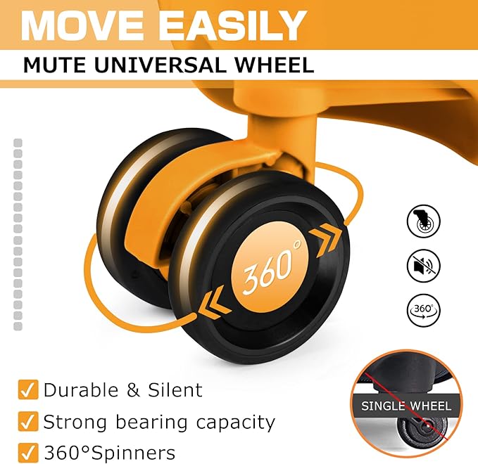 AnyZip Luggage Aluminium Frame Suitcase PC ABS Hard Shell TSA Lock No Zipper 24In Orange