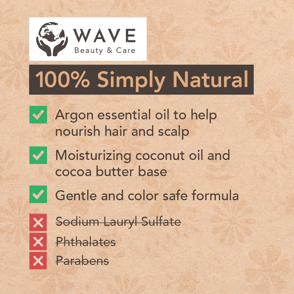 Wave Argan Oil Conditioner Bar - Moisturizing & Handmade Vegan Bar for Shiny Hair, Natural, Sulfate Free, Organic & Non-GMO Conditioner for Women & Men, 1.2 oz, Long-Lasting