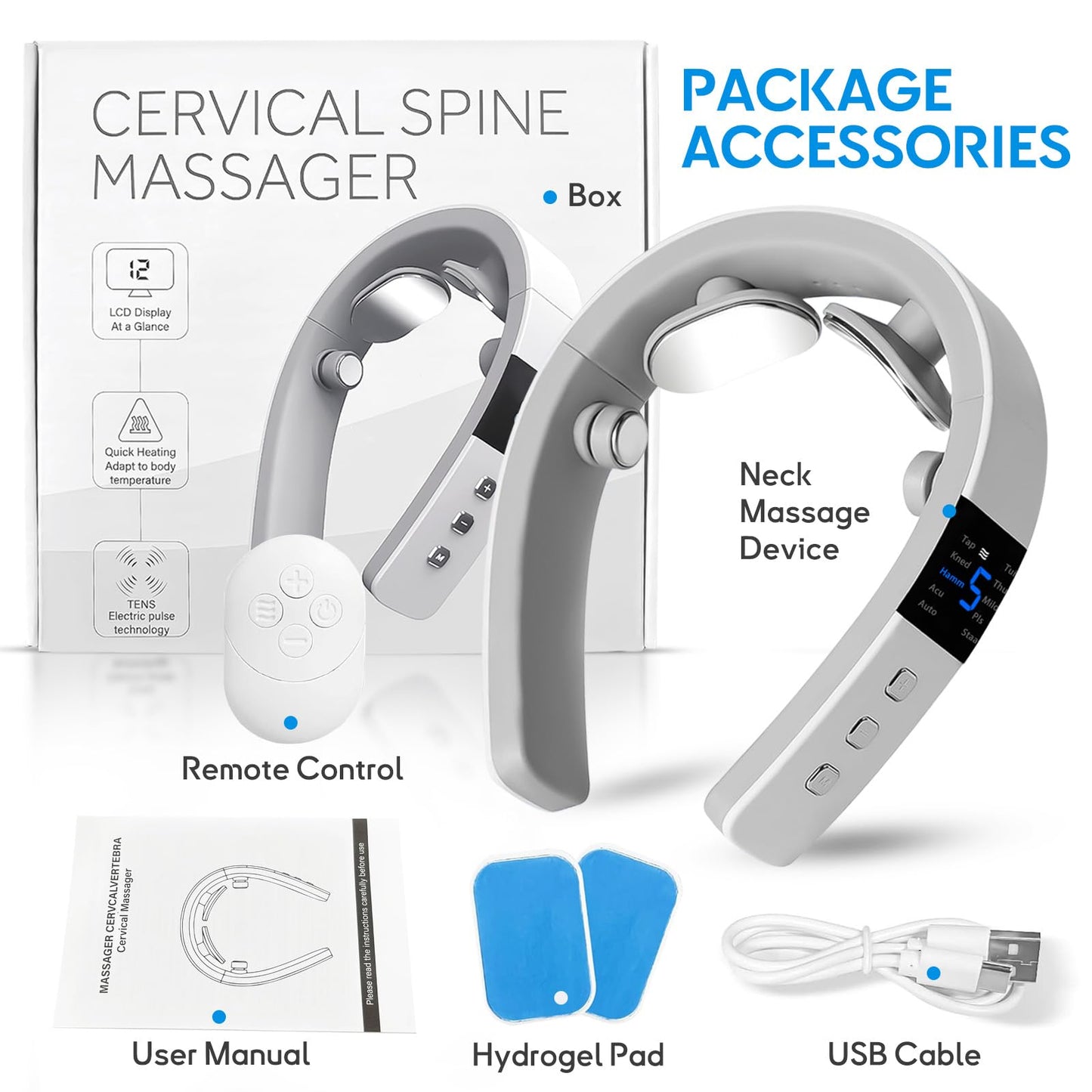 asomooh Neck Massager for Pain Relief Deep Tissue,Electric Portable Neck Massager with Heat for Women Men