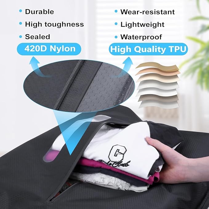 2025 Compression Bags for Travel with High-Suction Pump, Double Layer IP67 Waterproof Travel Vacuum Bags for Luggage, Suitcase Black 45L 2PC+Pump