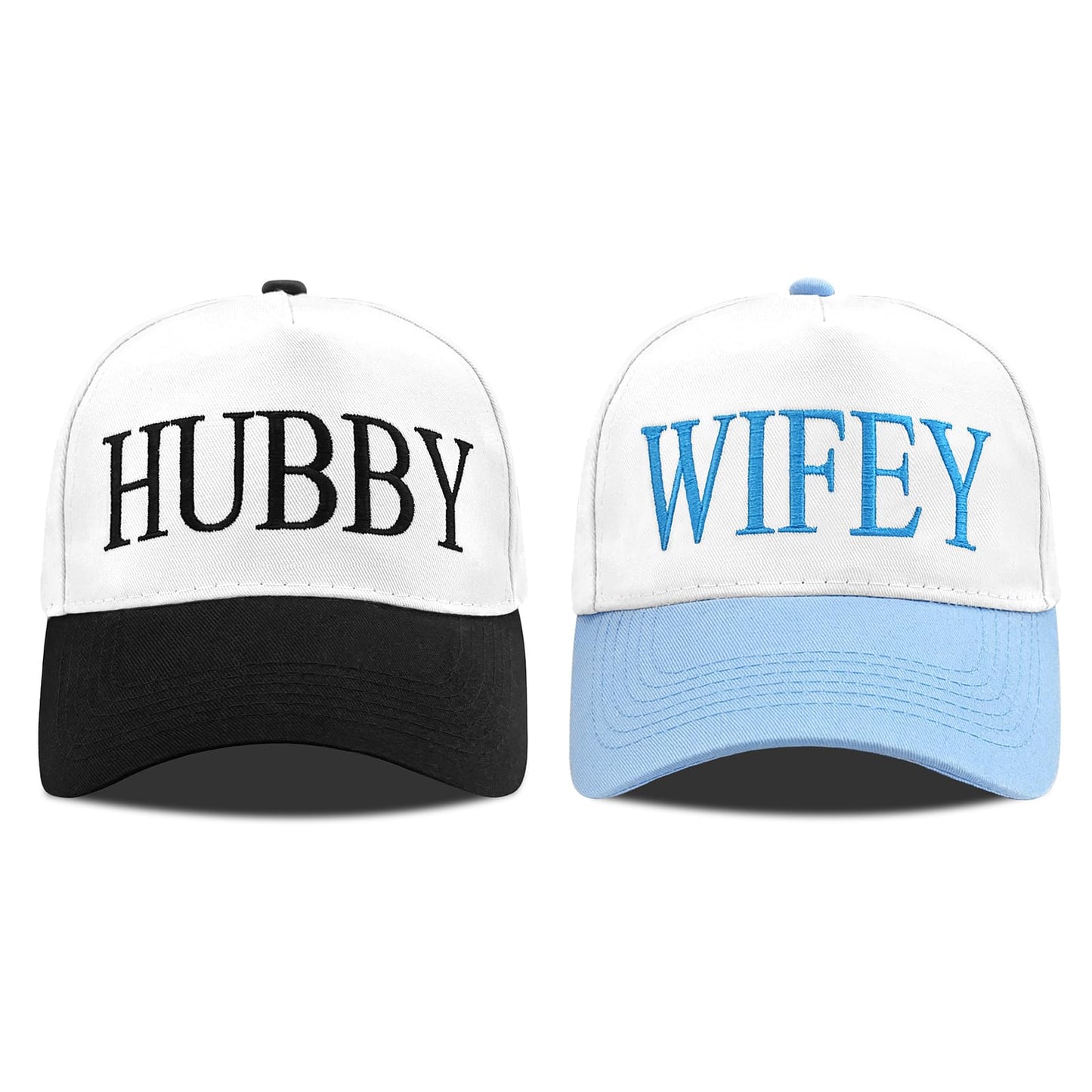 Hubby and Wifey Hat for Wedding Gifts for Couples, Adjustable Husband and Wife Hat for Wedding Engagement Bridal Shower Honeymoon Anniversary for Newlyweds Couple