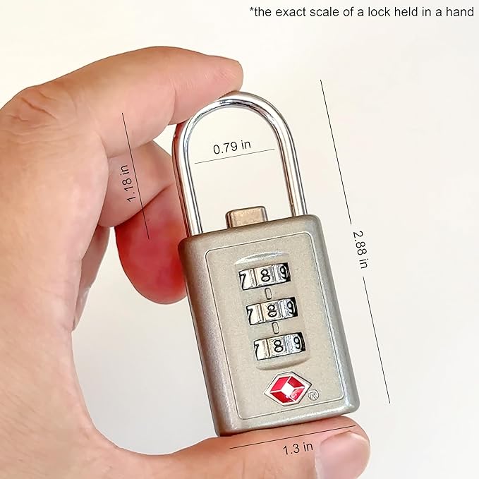 Combination Lock TSA Approved Lock 3 Digit Code Padlock Luggage Lock for Bags, Luggage, Backpacks, Toolboxes, Suitcases, Storage Cabinets
