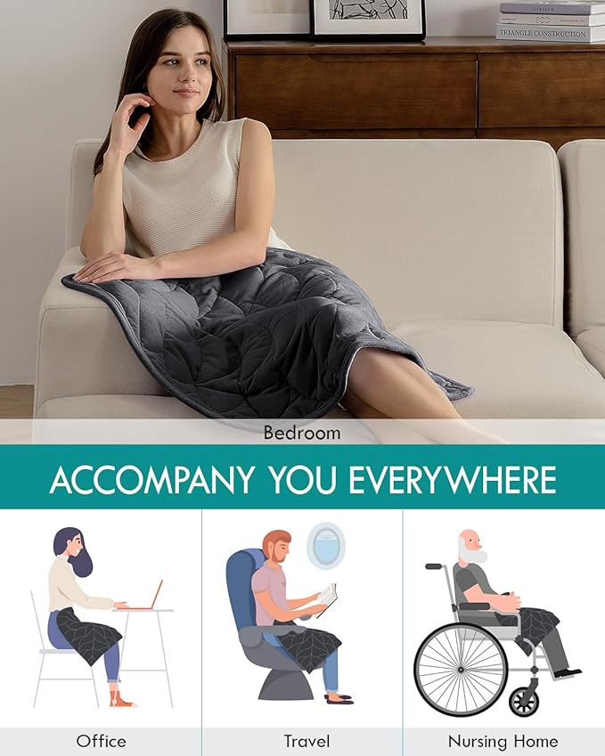 Kaisa Weighted Lap Blanket 3 lbs 23" x 29", Cozy Luxury Crystal Velvet Small Weighted Blanket for Adults, Portable Travel Weighted Blanket for Relaxation, All-Season Blanket, Machine Washable, Gray