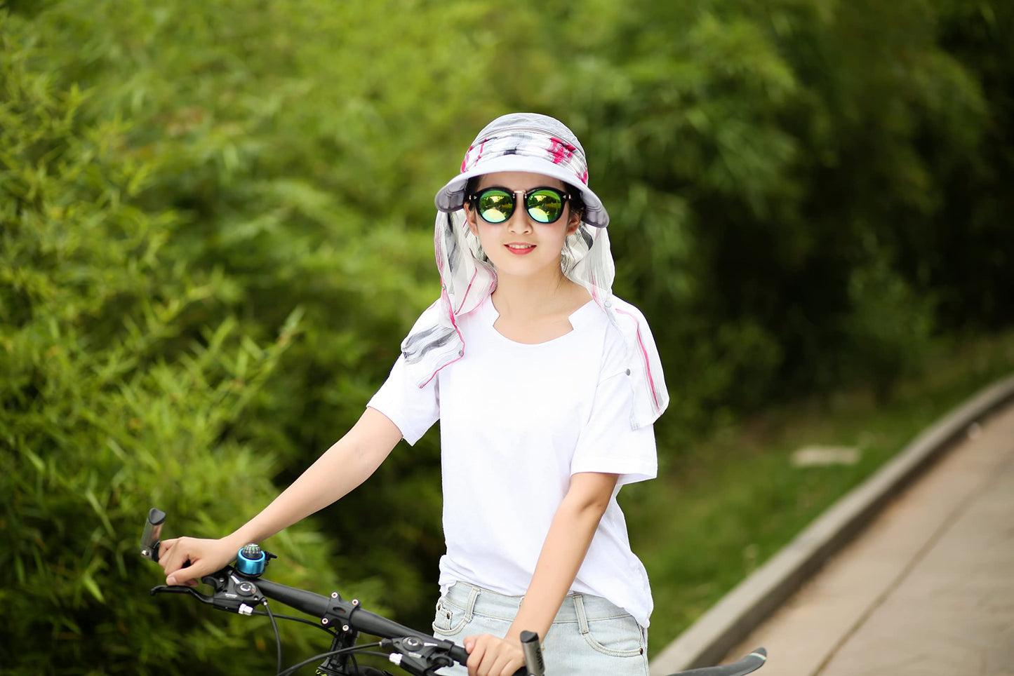 icolor Women Sun Hats UPF 50 Sun Protection Hat Summer Outdoor Neck Shield Flap Visor Hat Ponytail Hats Wide Brim Beach Hat (LightGray)