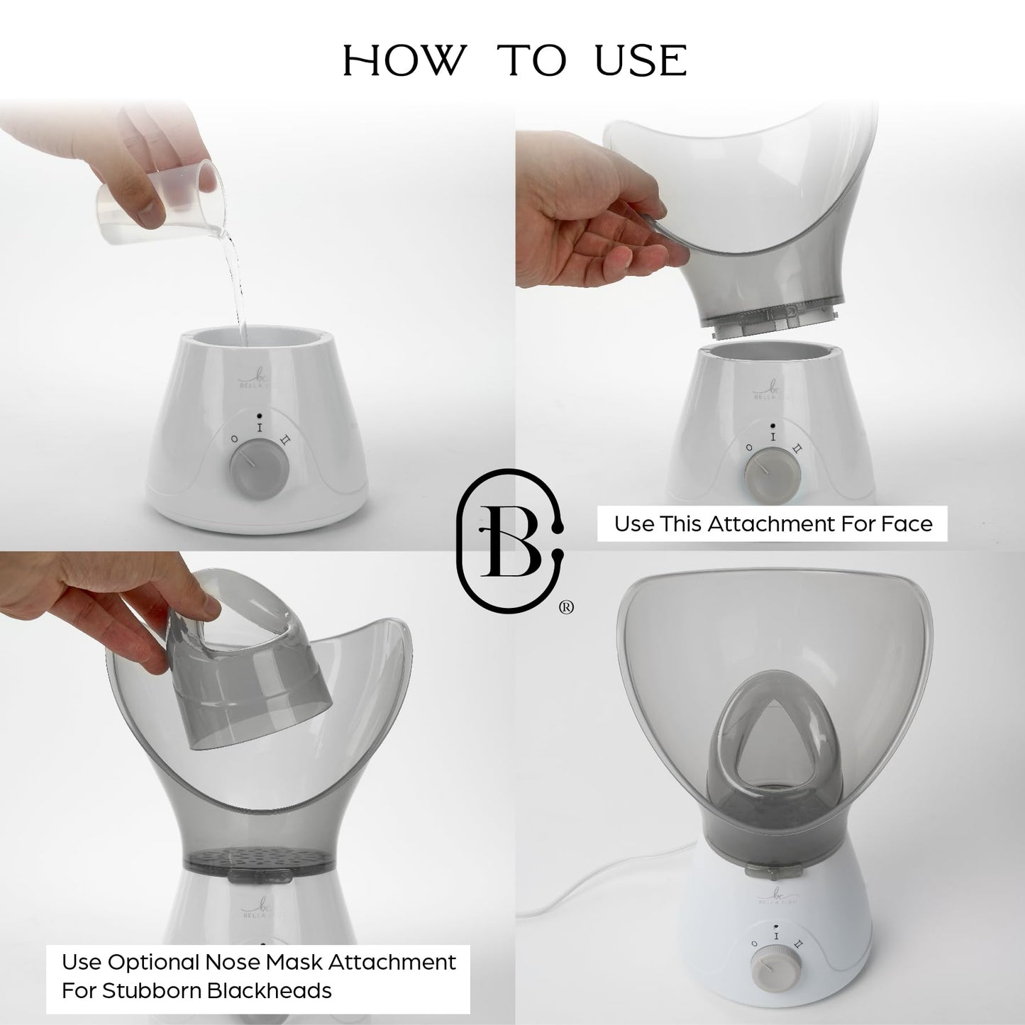 Bella Ciao 11-Piece Gentle Face Steamer Set with 2 Settings, At-Home Facial Spa Kit with Accessories, Facial Essentials, Includes Cleansing Brush and Blackhead-Remover Tools for Deep Pore Cleaning