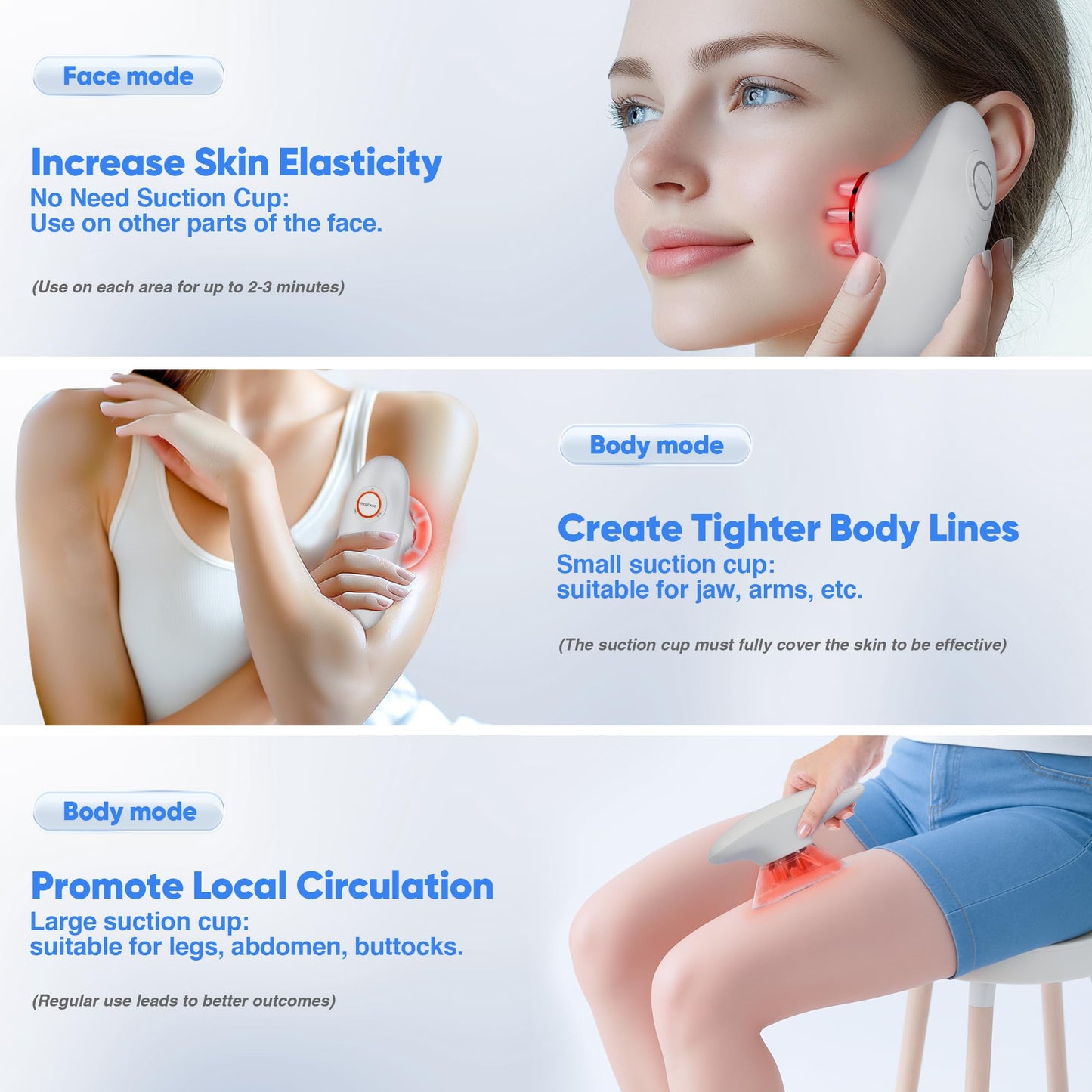 Ciyada 3-in-1 Electric Cellulite Massager, 3-in-1 Body Sculpting Machine -3 Modes Adjustable Body Sculpting Machine- Home Use Cupping Therapy Tool for Back, Belly, Waist, Arms, Legs-White