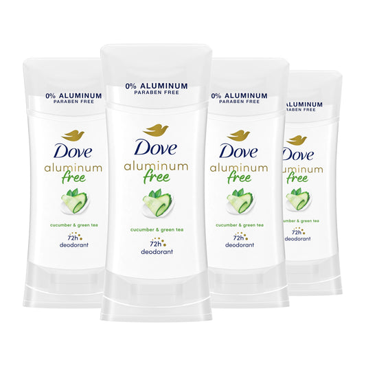 Dove Aluminum Free Deodorant for Women 4 Count Cucumber and Green Tea 72 hour odor protection 2.6 oz
