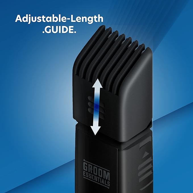 CHARGEWORX Groom Essentials All-in-One Hair and Beard Trimmer for Men - Face & Body Trimmer Kit with Precision Blades, Cordless, Battery-Operated