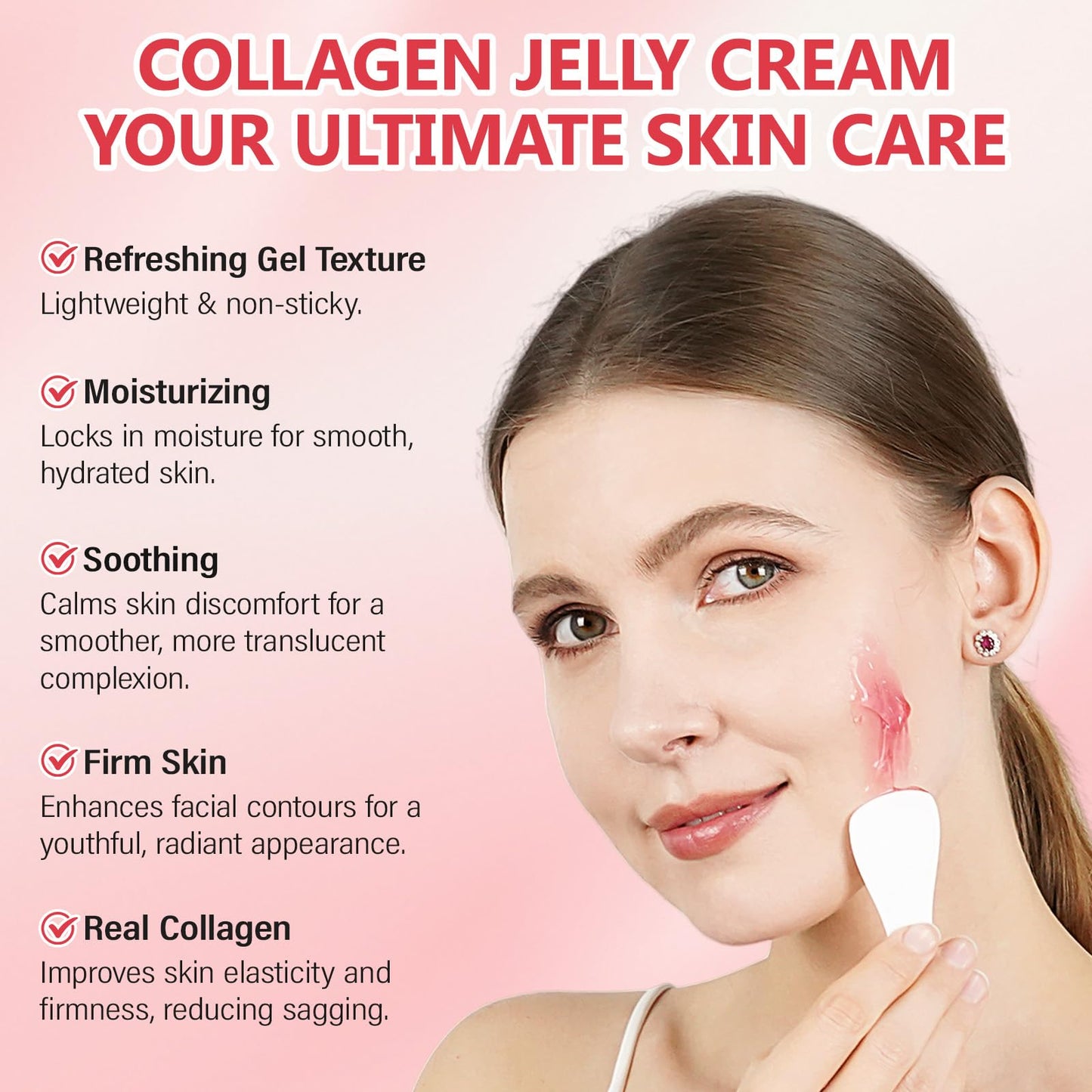 Btefls Collagen Jelly Cream - Instant Face Lift & 24h Hydration - Korean Skincare with Hydrolyzed Collagen - No Artificial Colors, 3.38 Fl Oz - Real Results, Transform Your Skin
