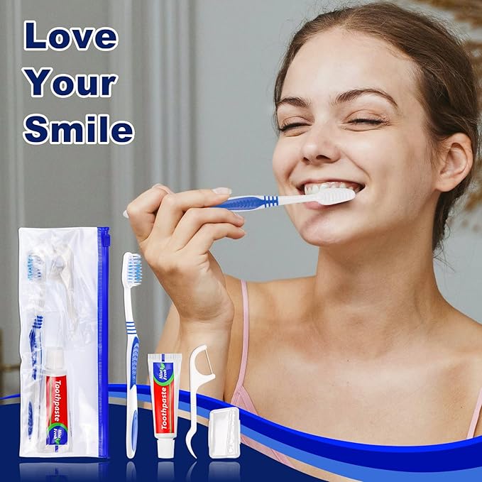 30 Disposable Toothbrushes with Toothpaste Set, Travel Kit Plastic Zip Bag,Toothbrush Head Cover, Bulk Toothbrush for Homeless,Travel,Hotel,Guest