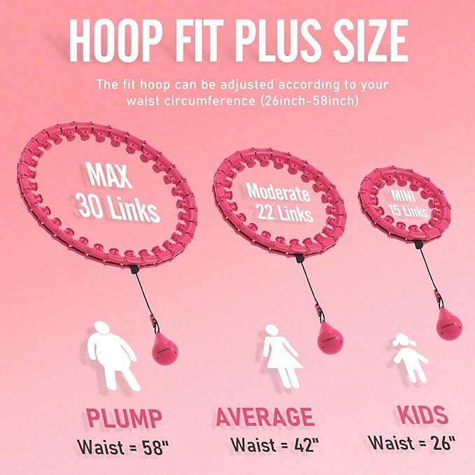 JKSHMYT Weighted Hula Circle Hoops for Adults Weight Loss, Infinity Fit Hoop Plus Size, 30 Detachable Links, Exercise Hoop for Women and Beginners