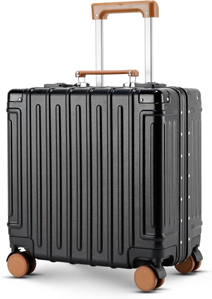 18 Inch Carry On Luggage Suitcase Locks TSA Approved Hardside Lightweight Suitcase with Cup Holder TSA Lock Carry On Luggage with USB Port Phone Holder Suitcases with 360° 8 Double Spinner Wheels