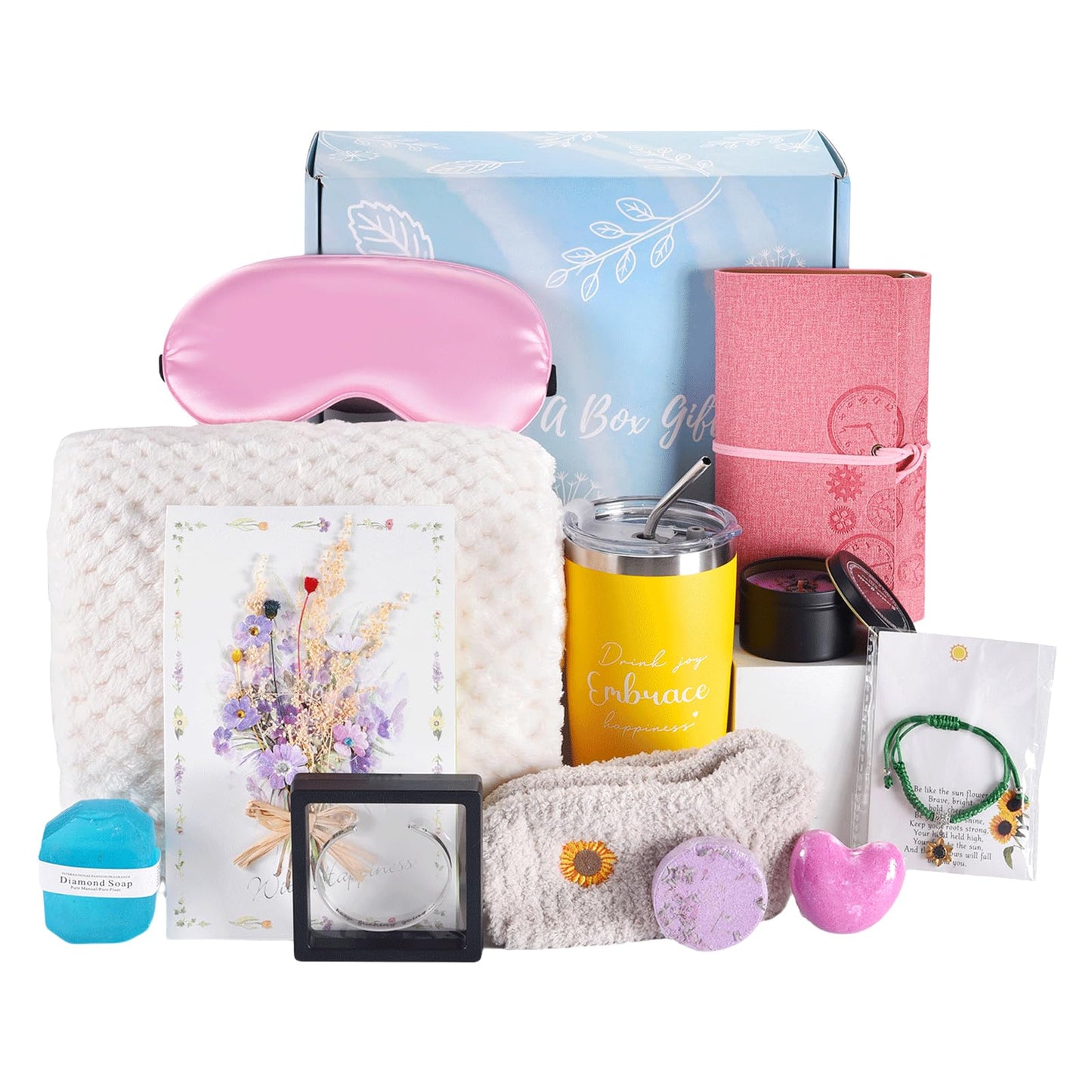 13PCS Get Well Care Package Gifts for Women, Self Care Gifts Basket, After Surgery Recovery Gift Set for Friends Sister Mom, Thank of You Present for Her Care Package for Women