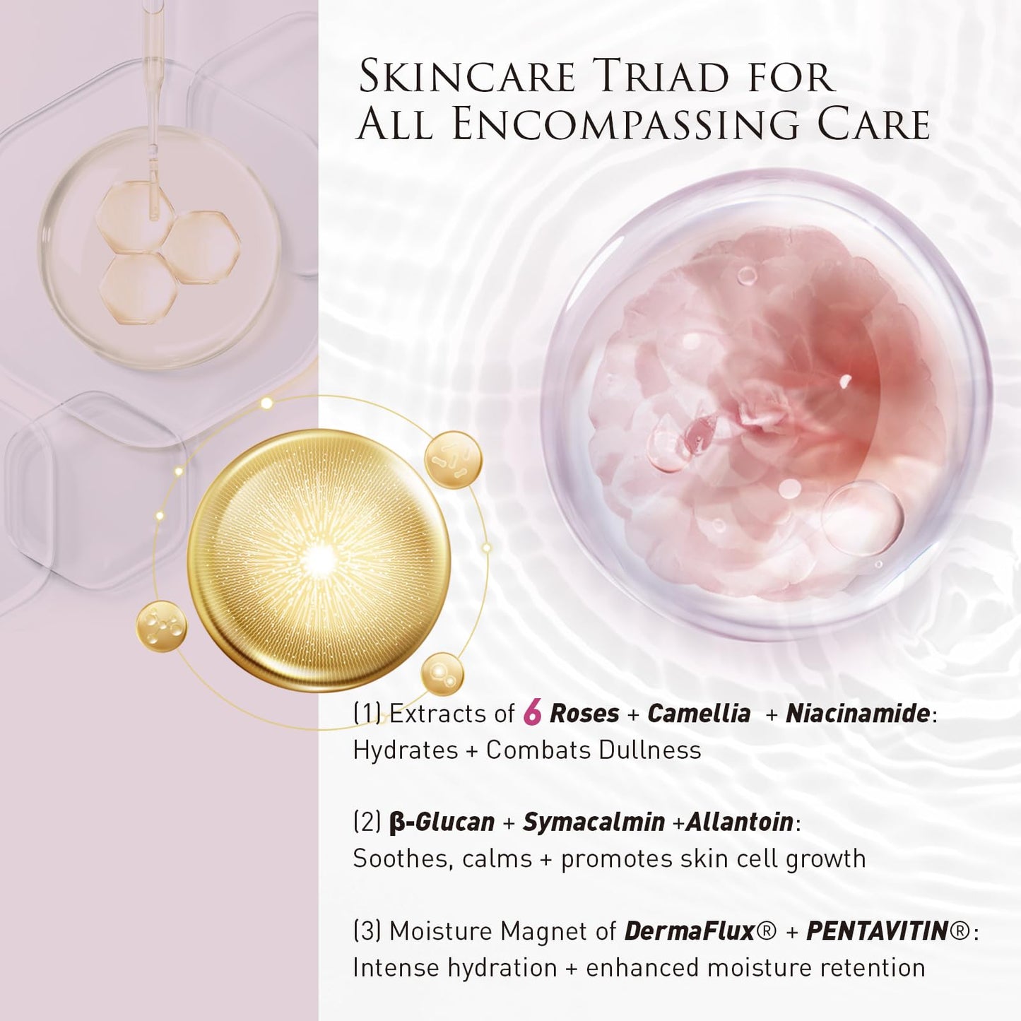 GELLE FRERES Rose Hydrating Soothing Facial Spa Masks, for Dry Skin, 7Packs, Repairing Calming Moisturizing Facials, for All Skin Types